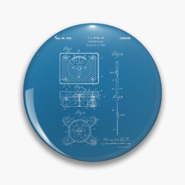 Item preview, Bathroom scale was invented 1933 patent white designed and sold by InkedArtPrints.