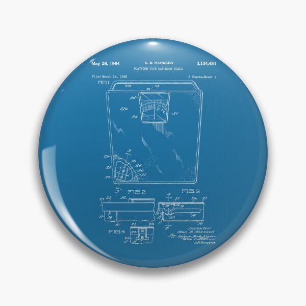 Item preview, Platform type bathroom scale was 1964 patent white designed and sold by InkedArtPrints.
