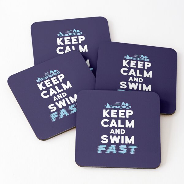 Item preview, Keep Calm And Swim Fast Funny Shark Fin Chasing Swimmer designed and sold by jaygo.