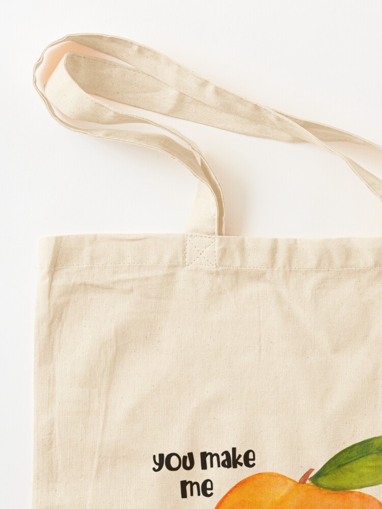 "You Make Me Feel All Fuzzy Peach Veggie Puns, Funny Fruits" Tote Bag