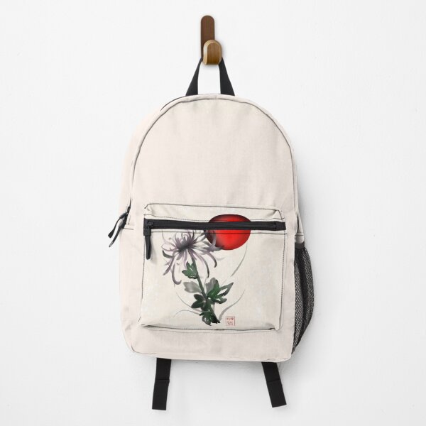 Item preview, Sumi-e watercolor chrysanthemum with a red rising sun designed and sold by CuisineCat.