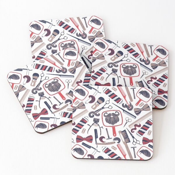 Item preview, Shear shave shine // white background red white and brown vintage barber shop tools designed and sold by SelmaCardoso.