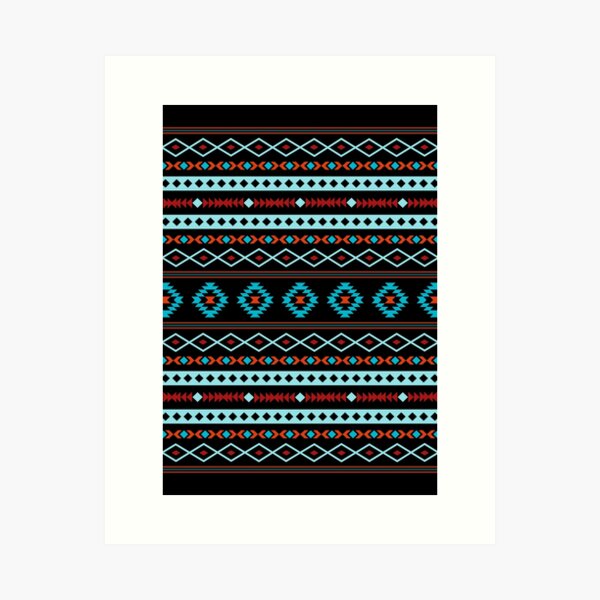 Aperçu de l'œuvre Aztec Blues Reds Black Motif de motifs mixtes créée et vendue par NataliePaskell.