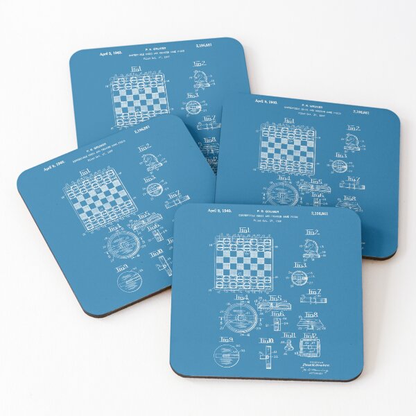 Item preview, Convertible chess and checker game piece 1940 patent white designed and sold by InkedArtPrints.