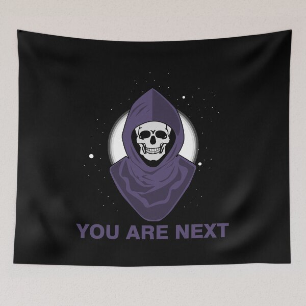 Item preview, Soul taker with purple scarf in full moon dark night and sky full of stars , human skull , halloween , you are next to die horror design  designed and sold by SGS-.