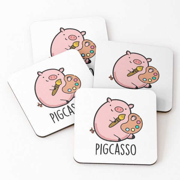 Item preview, Pigcasso Cute Artist Pig Pun designed and sold by punnybone.