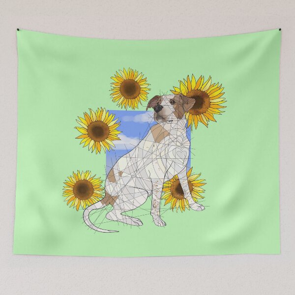 Item preview, Moose the Dog with Sunflowers designed and sold by Blacklightco.
