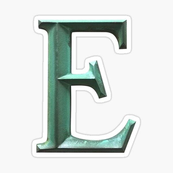 LETTER E In Green Sticker Sticker