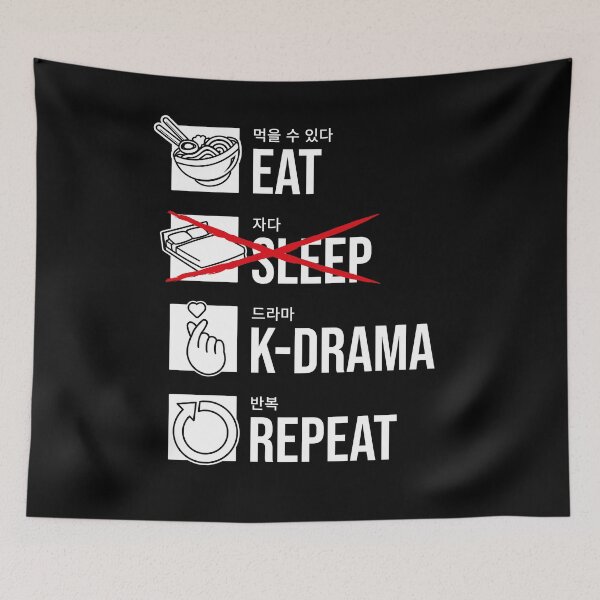 Item preview, Eat Sleep K-Drama Repeat, Korean designed and sold by TheReallyNiceStuff.