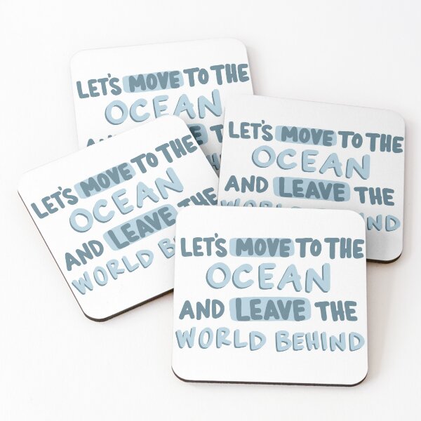 Item preview, “Let’s Move To The Ocean and Leave the World Behind” Cute Hand-Lettered Quote  designed and sold by MorganRenfro.