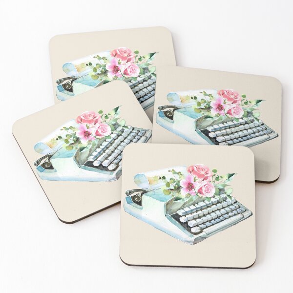 Item preview, Vintage Floral Light Blue Colored Typewriter designed and sold by Alicia Chee.