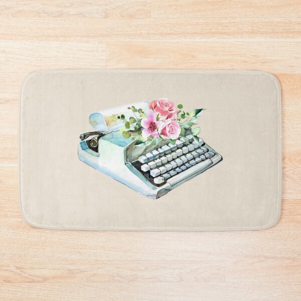 Item preview, Vintage Floral Light Blue Colored Typewriter designed and sold by Alicia Chee.