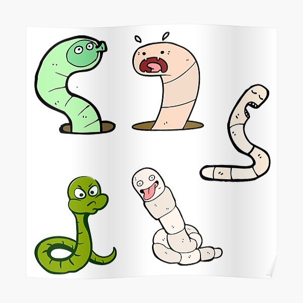 "Worm on a String Pack" Poster by stickersnmasks Redbubble