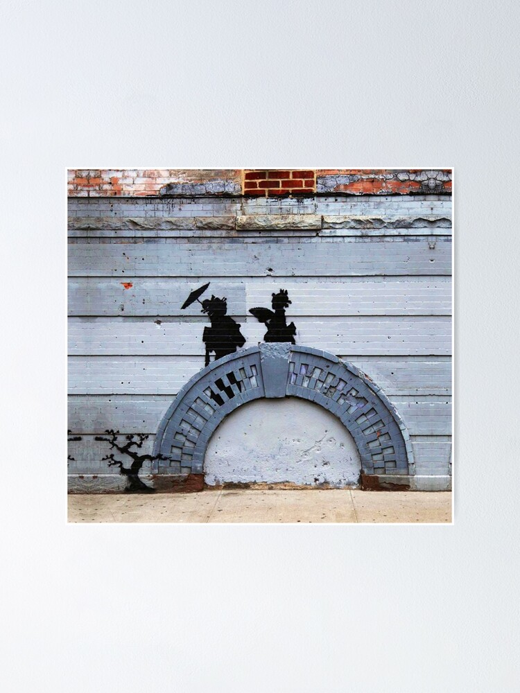 Banksy Japanese Geishas Crossing Bridge And Bonsai New York
