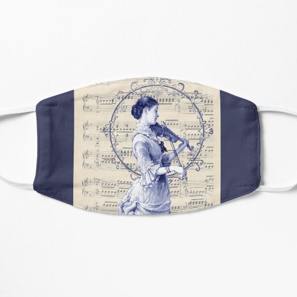 Victorian Woman Violinist Vintage Sheet Music Flat Mask