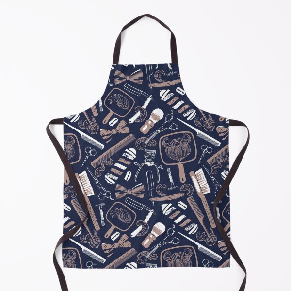 Item preview, Shear shave shine // midnight blue background brown and white vintage barber shop tools designed and sold by SelmaCardoso.