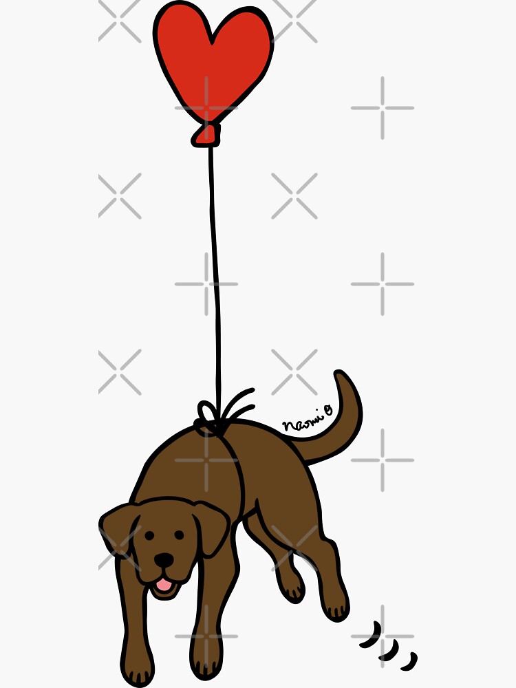 Thumbnail 3 of 3, Sticker, Chocolate Labrador Floating in the Air designed and sold by HappyLabradors.