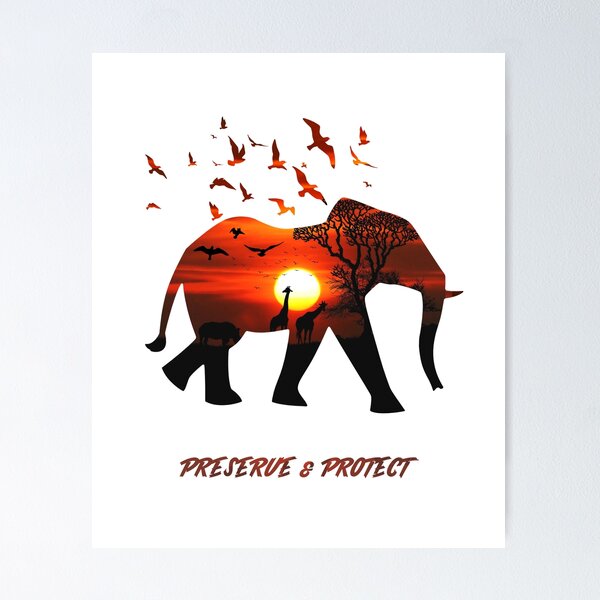 Item preview, Elefant Afrika Preserve & Protect - Savanna - Gift Animal protection, environmental protection designed and sold by Lenny Stahl.