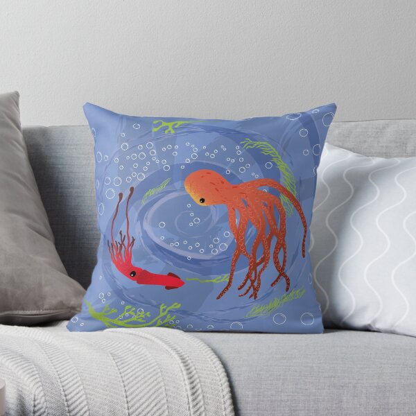 Swirling cephalopods Throw Pillow