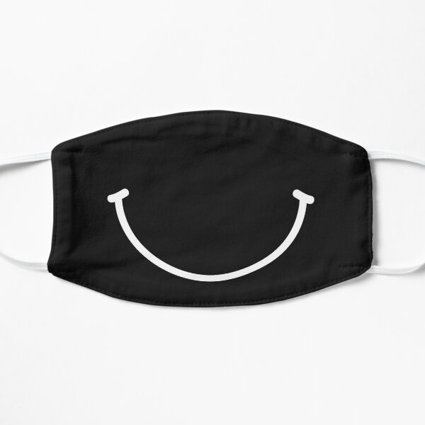 black and white smiley face mask