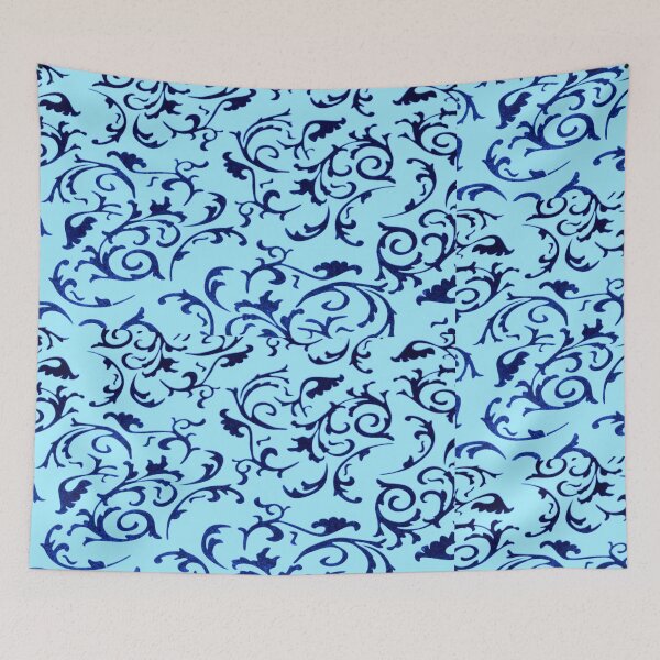 Item preview, ARABIATA 8 bis patterns blue sky black Morocco Essaouira flowers leaves design arabesques scrolls decor designed and sold by dragonemma.