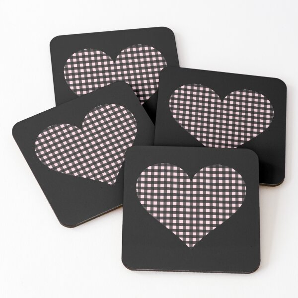 Item preview, Millennial Pink and Black Gingham Heart designed and sold by Bumblefuzzies.