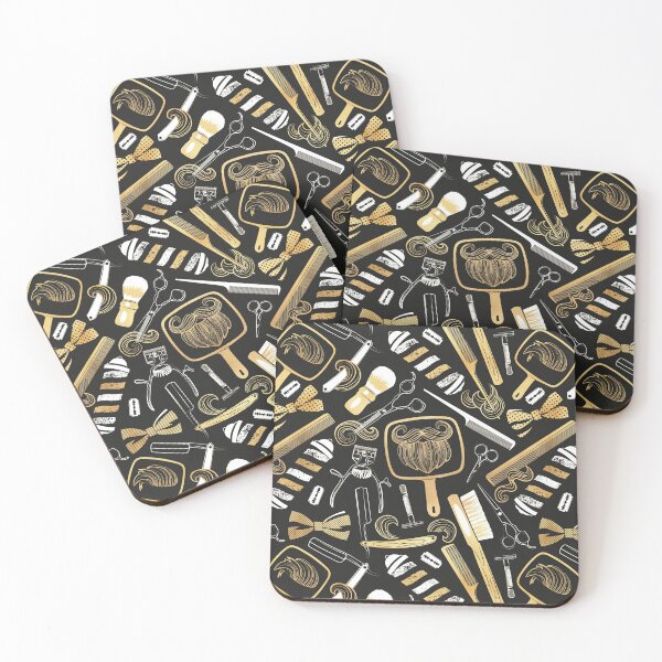 Item preview, Shear shave shine // black background white and gold texture vintage barber shop tools designed and sold by SelmaCardoso.