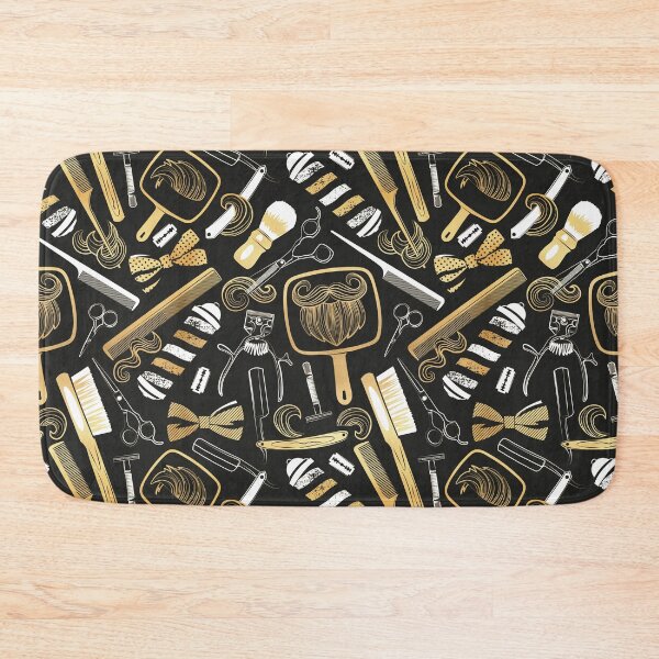 Item preview, Shear shave shine // black background white and gold texture vintage barber shop tools designed and sold by SelmaCardoso.