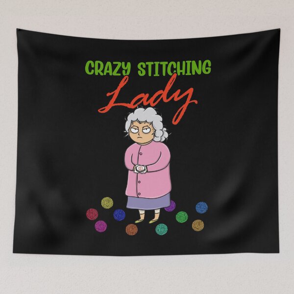 Item preview, Funny Crazy Stitching Lady with quilting patterns for Sewers designed and sold by ShopTheStyle.