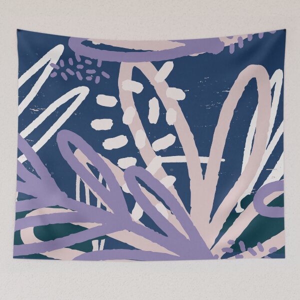 Item preview, Abstract floral navy lilac blush pink designed and sold by RusticGarden.