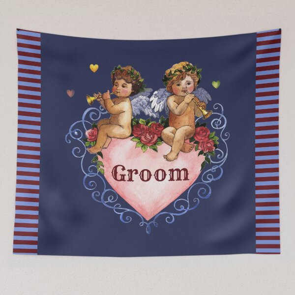 Item preview, Wedding party gift groom angels cherubs heart blue designed and sold by GrammarDance.