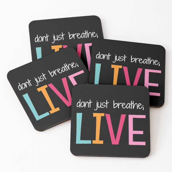 Item preview, Don't just breathe, live designed and sold by HappyPrints ⭐⭐⭐⭐⭐.