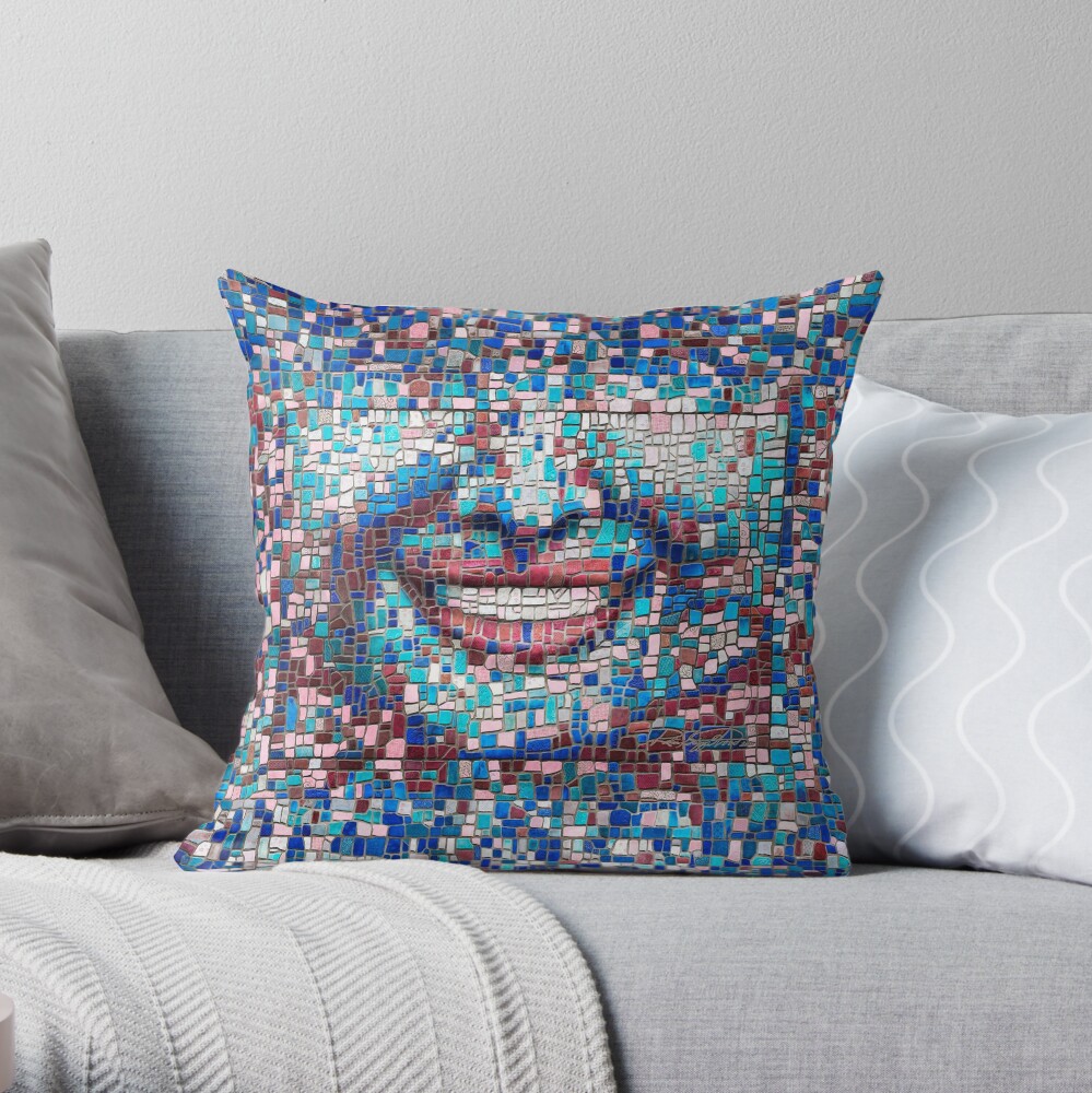 “Broken” (mosaic tile, painted) - “Smile” Fine Art series Throw Pillow