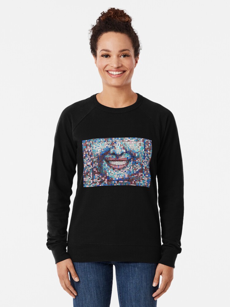 Alternate view of “Broken” (mosaic tile, painted) - “Smile” Fine Art series Lightweight Sweatshirt