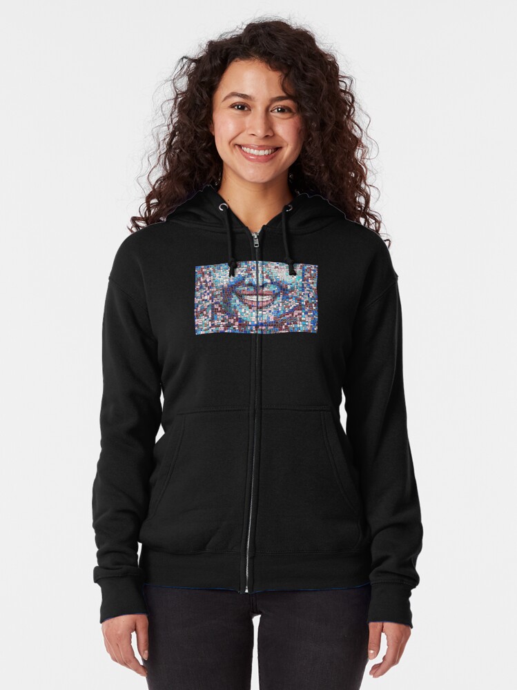 Alternate view of “Broken” (mosaic tile, painted) - “Smile” Fine Art series Zipped Hoodie