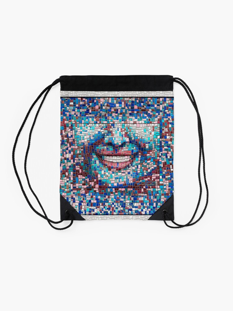Alternate view of “Broken” (mosaic tile, painted) - “Smile” Fine Art series Drawstring Bag