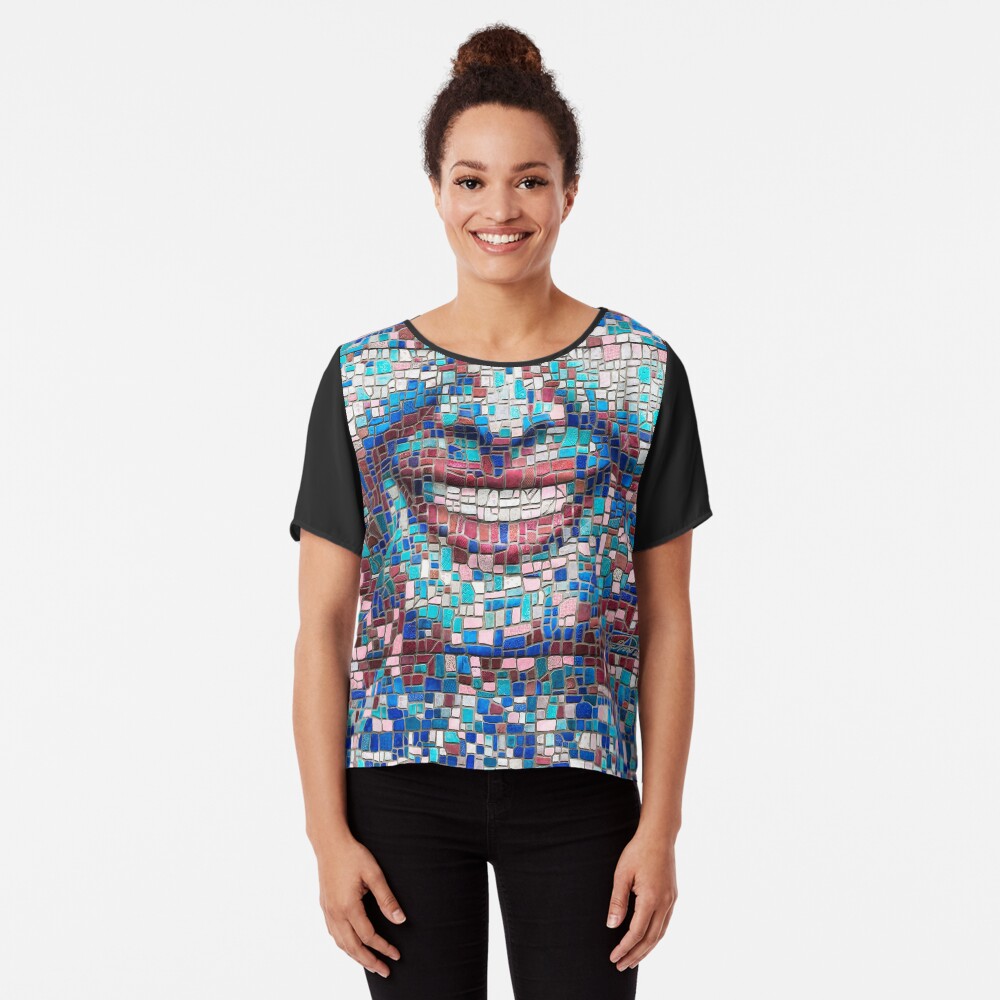 “Broken” (mosaic tile, painted) - “Smile” Fine Art series Chiffon Top