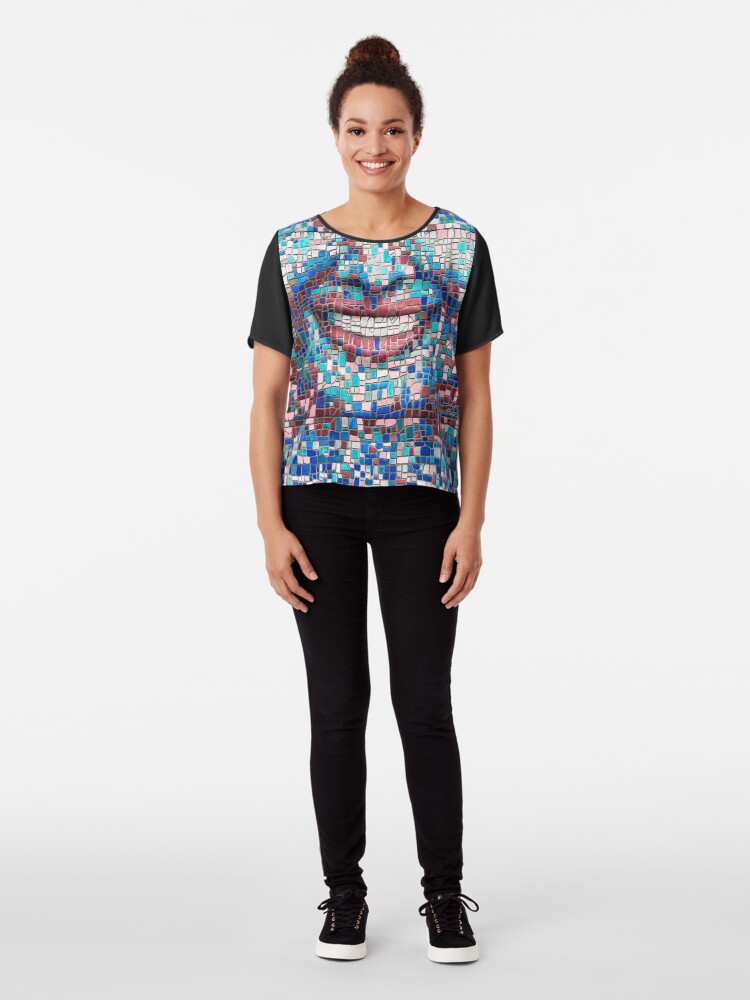Alternate view of “Broken” (mosaic tile, painted) - “Smile” Fine Art series Chiffon Top