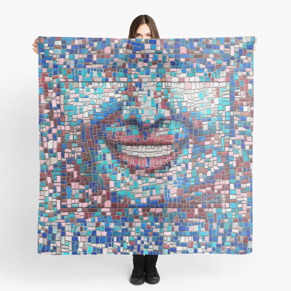 “Broken” (mosaic tile, painted) - “Smile” Fine Art series Scarf
