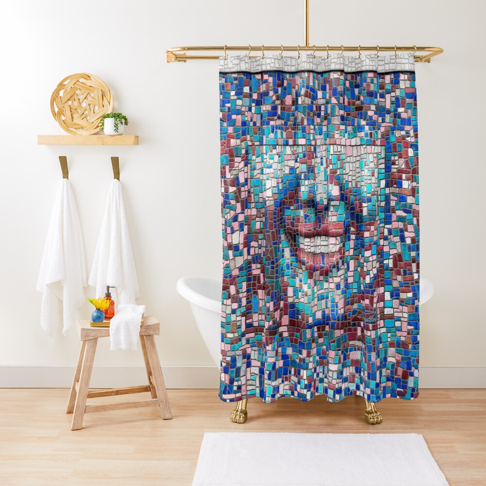 “Broken” (mosaic tile, painted) - “Smile” Fine Art series Shower Curtain