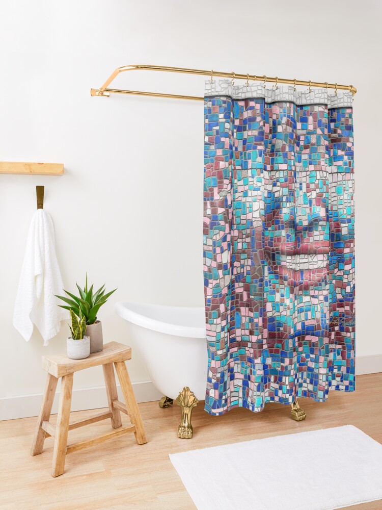 Alternate view of “Broken” (mosaic tile, painted) - “Smile” Fine Art series Shower Curtain
