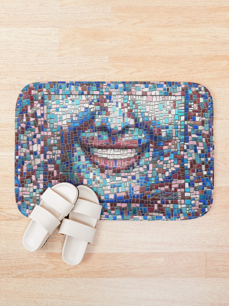 Alternate view of “Broken” (mosaic tile, painted) - “Smile” Fine Art series Bath Mat