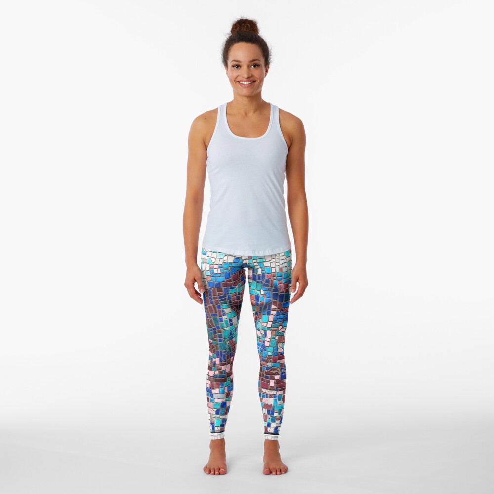 “Broken” (mosaic tile, painted) - “Smile” Fine Art series Leggings