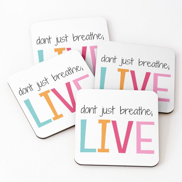 Item preview, Don't just breathe, live designed and sold by HappyPrints ⭐⭐⭐⭐⭐.
