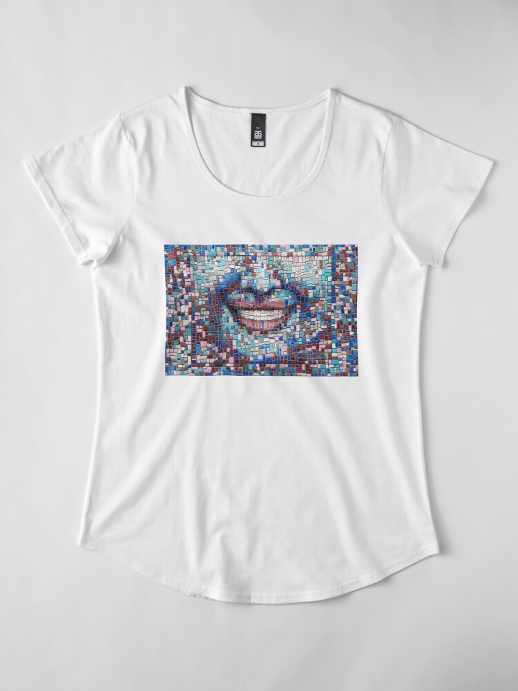 Alternate view of “Broken” (mosaic tile, painted) - “Smile” Fine Art series Premium Scoop T-Shirt