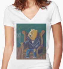 Smoking Winnie The Pooh Women's Fitted V-Neck T-Shirt
