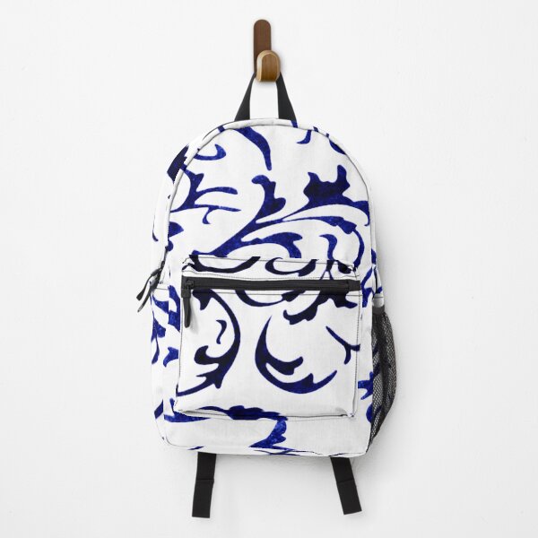 Item preview, ARABIATA 7 blue white patterns Morocco Essaouira flowers leaves gothic design arabesques volutes decor designed and sold by dragonemma.