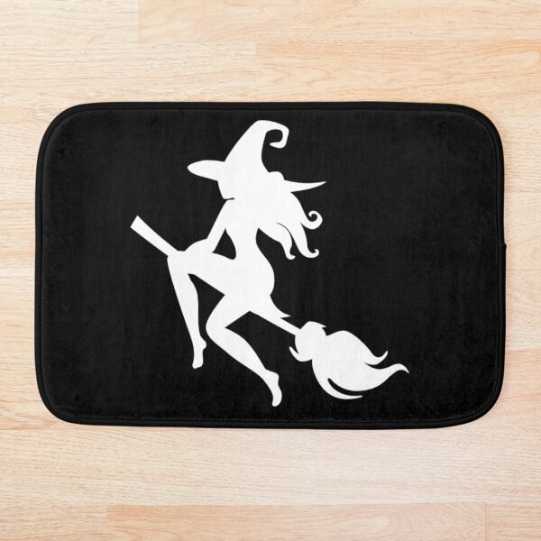 Witch riding broom Bath Mat