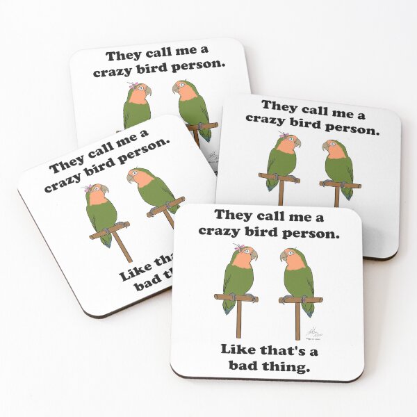 Item preview, Crazy Bird Person with Peachfaced lovebirds designed and sold by Laughing Parrot Studio.