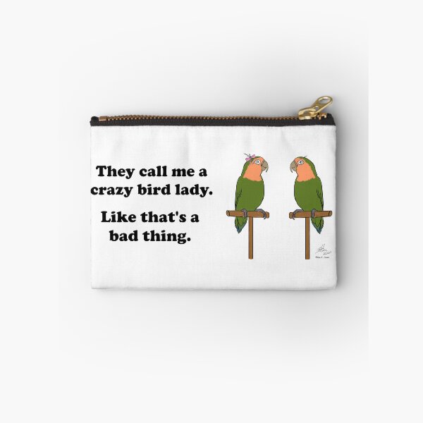Item preview, Crazy Bird Lady with peachfaced lovebirds designed and sold by Laughing Parrot Studio.